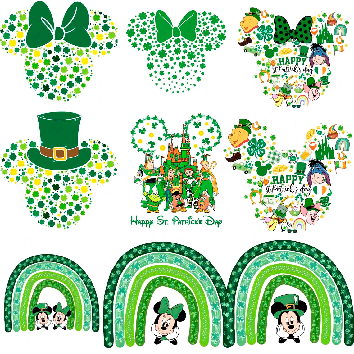 Disney St. Patrick Day Png Bundle, Mickey Friends Patrick Day Png
