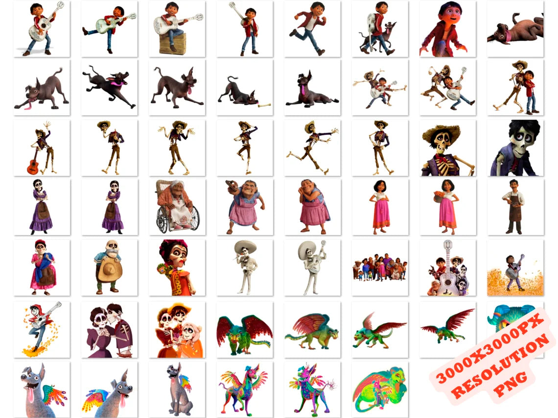 Disney Pixar Coco Svg Png Mega Bundle, Coco Cliparts Sublimation Bundle (2)