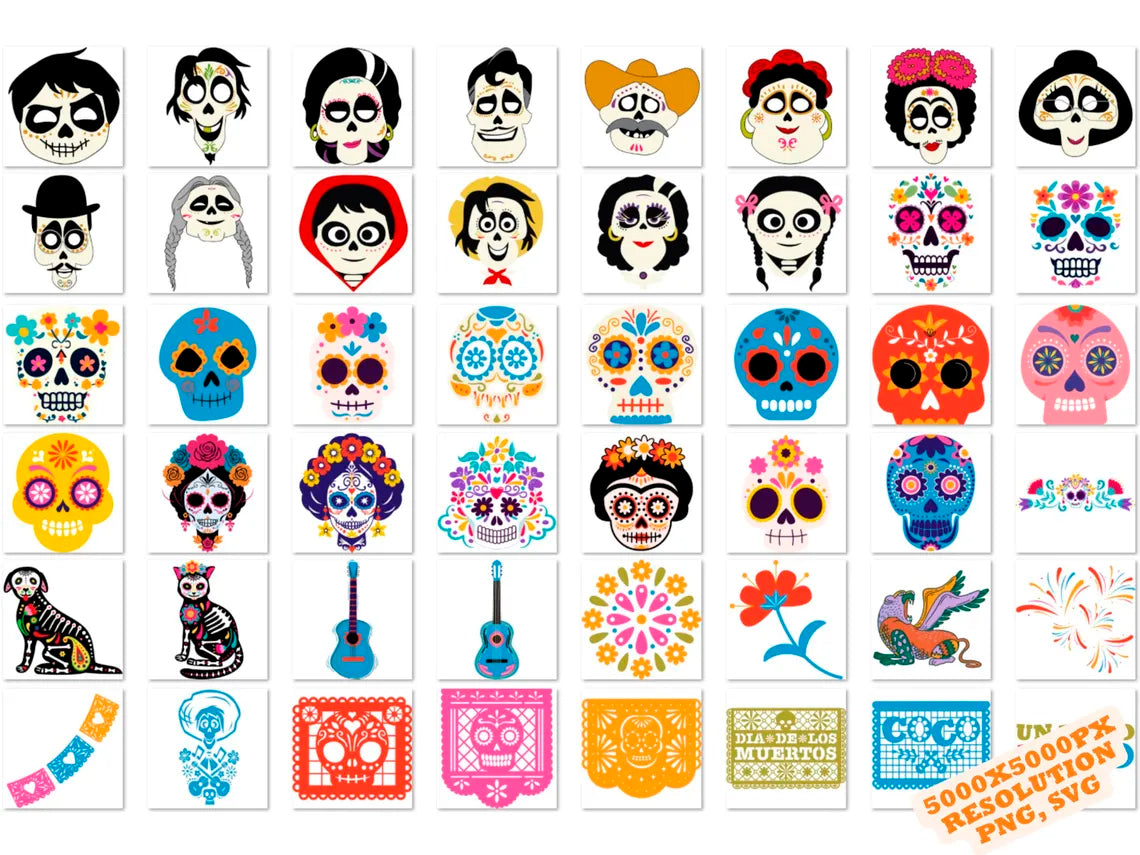 Disney Pixar Coco Svg Png Mega Bundle, Coco Cliparts Sublimation Bundle (5)