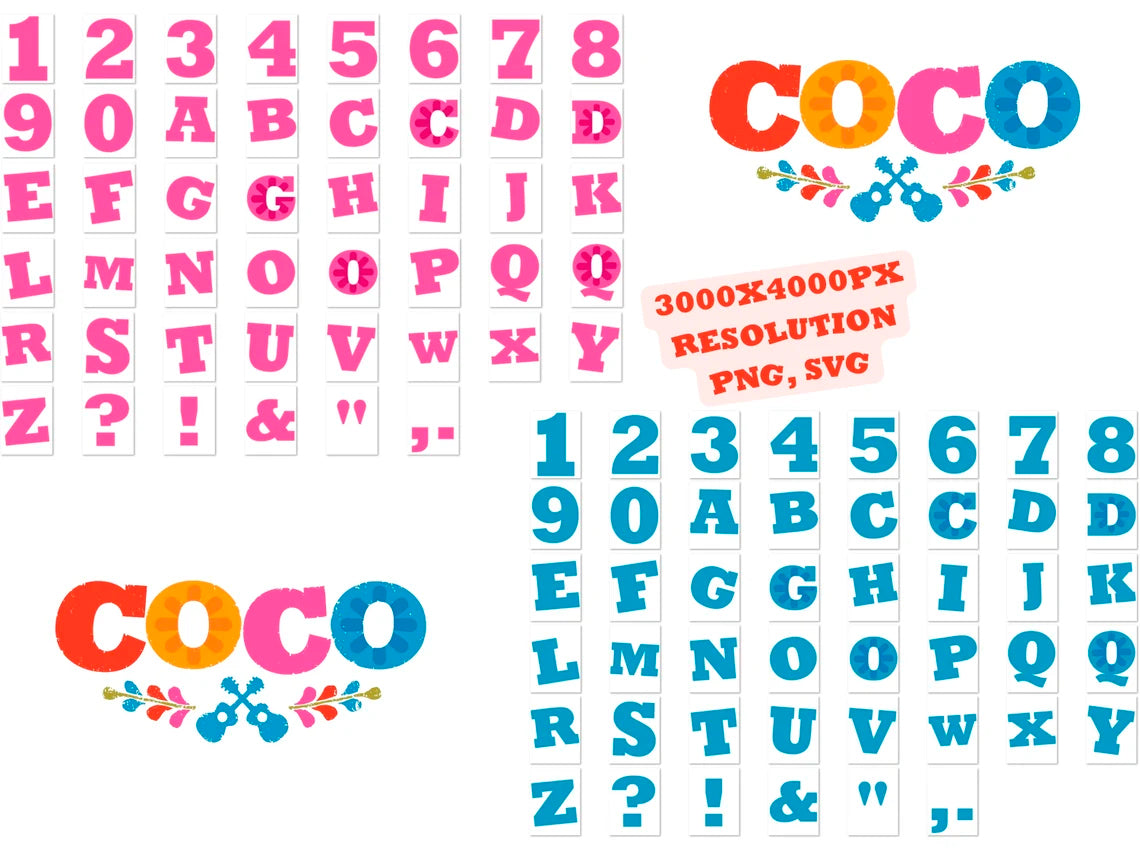 Disney Pixar Coco Svg Png Mega Bundle, Coco Cliparts Sublimation Bundle (7)