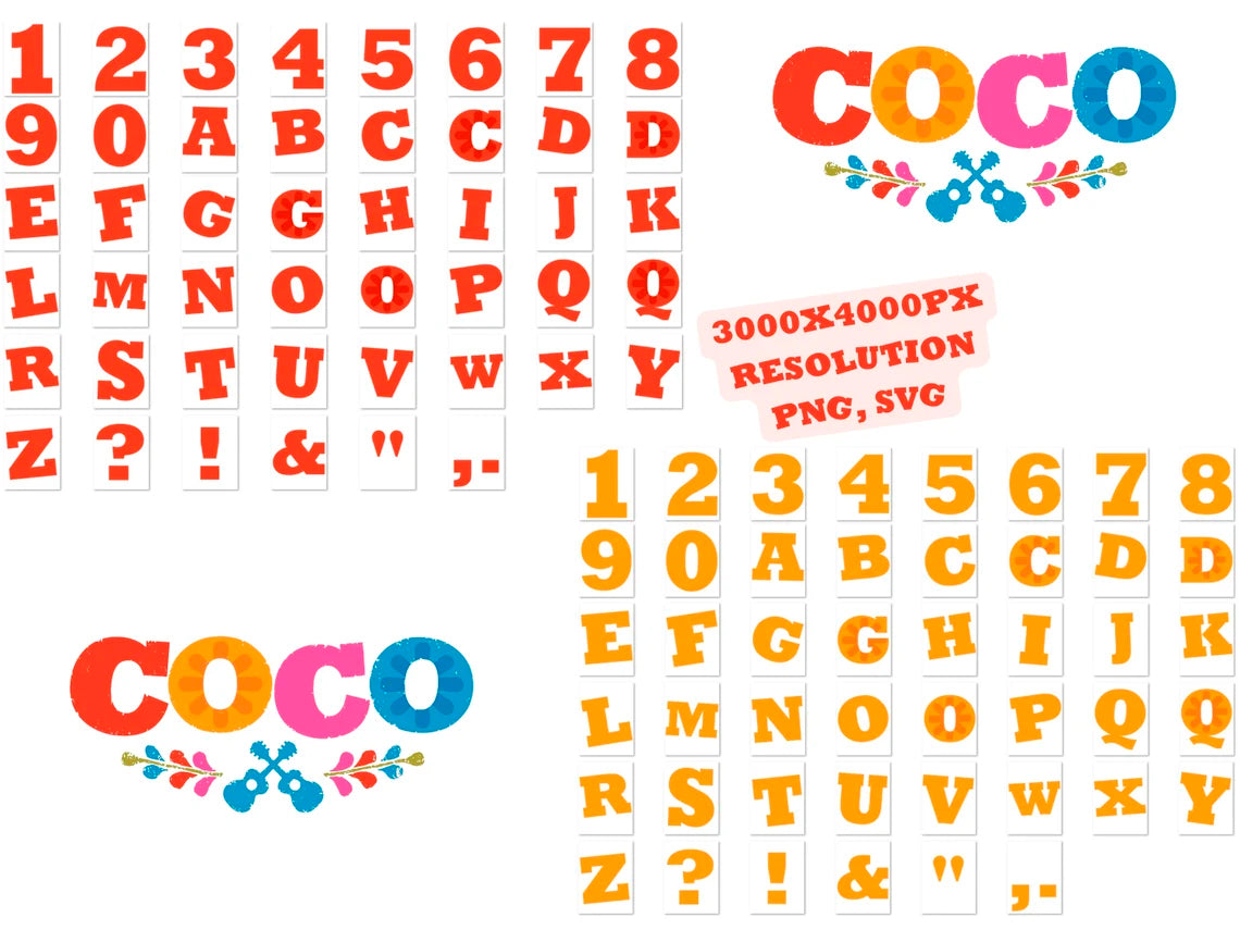 Disney Pixar Coco Png Svg Mega Bundle, Coco Cliparts Sublimation