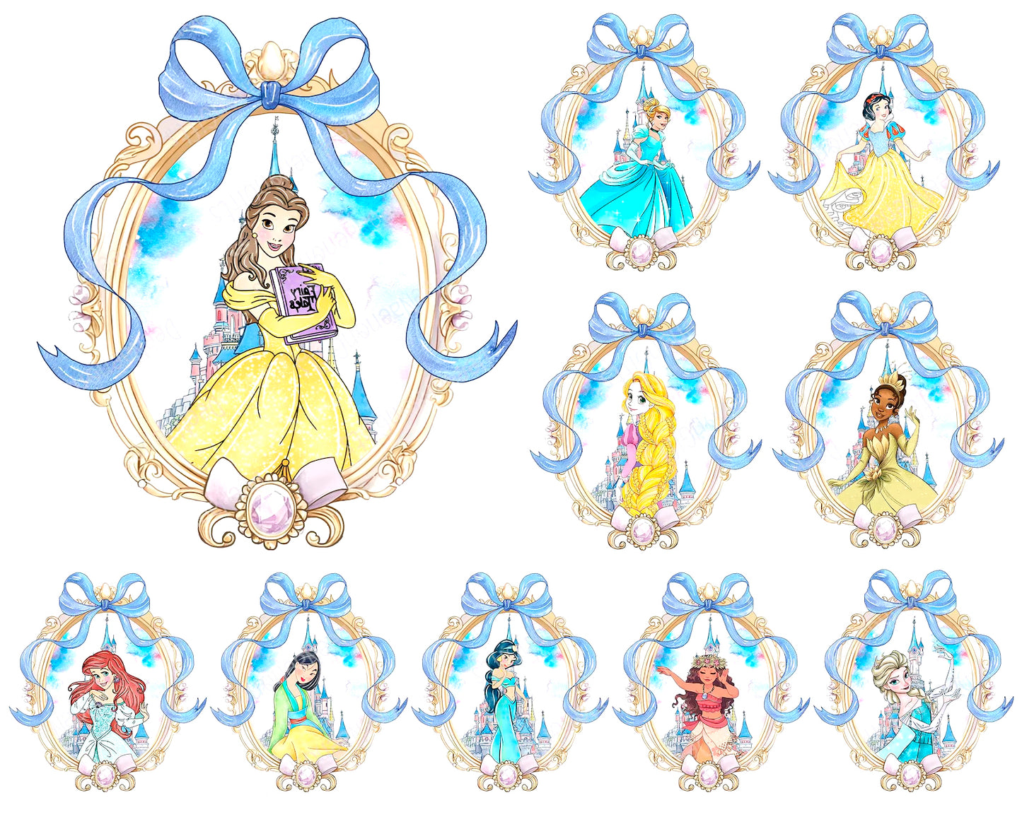 Disney Princess Png Bundle, 200 Files Princess Coquette Bow Png