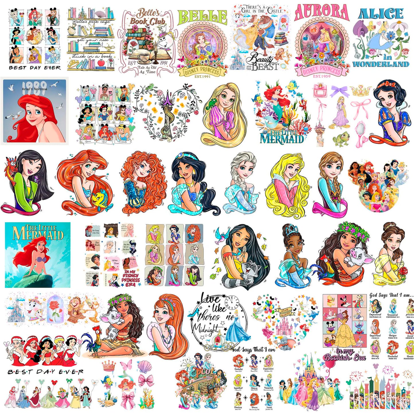 Disney Princess Png Bundle, 200 Files Princess Coquette Bow Png