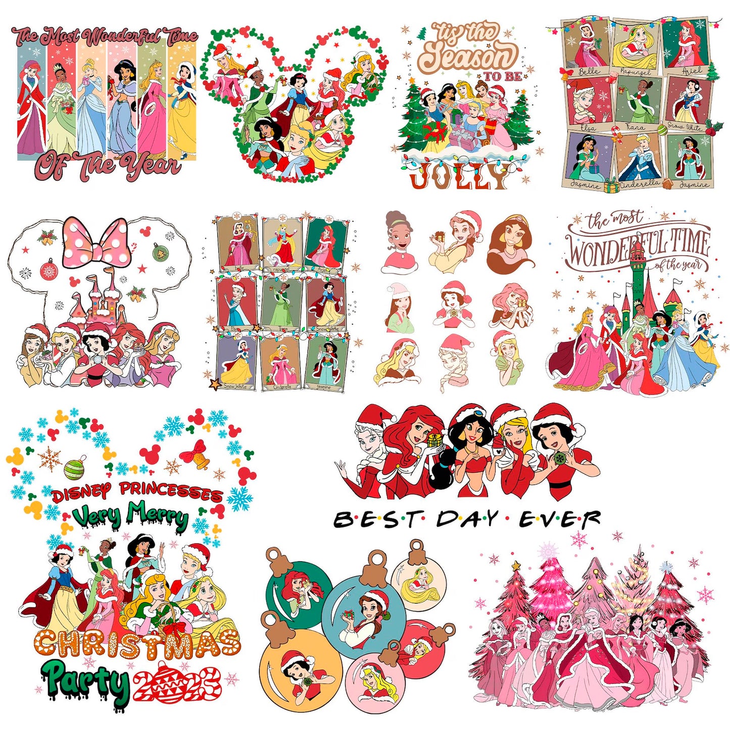 Disney Princess Png Bundle, 200 Files Princess Coquette Bow Png