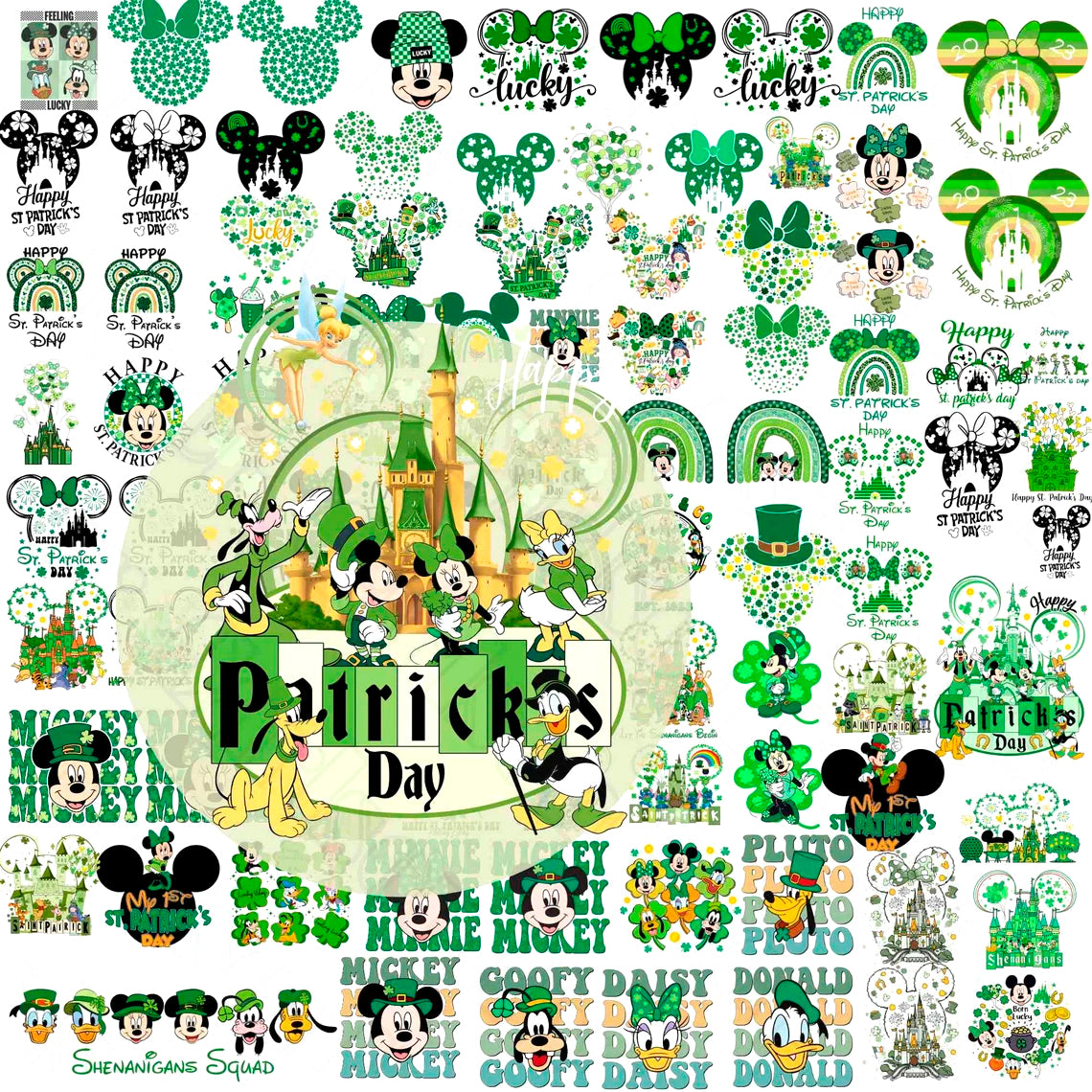 Disney St. Patrick Day Png Bundle, Mickey Friends Patrick Day Png