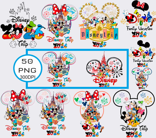 Disney Family Vacation 2026 Png Bundle, Disney Trip 2026 Png