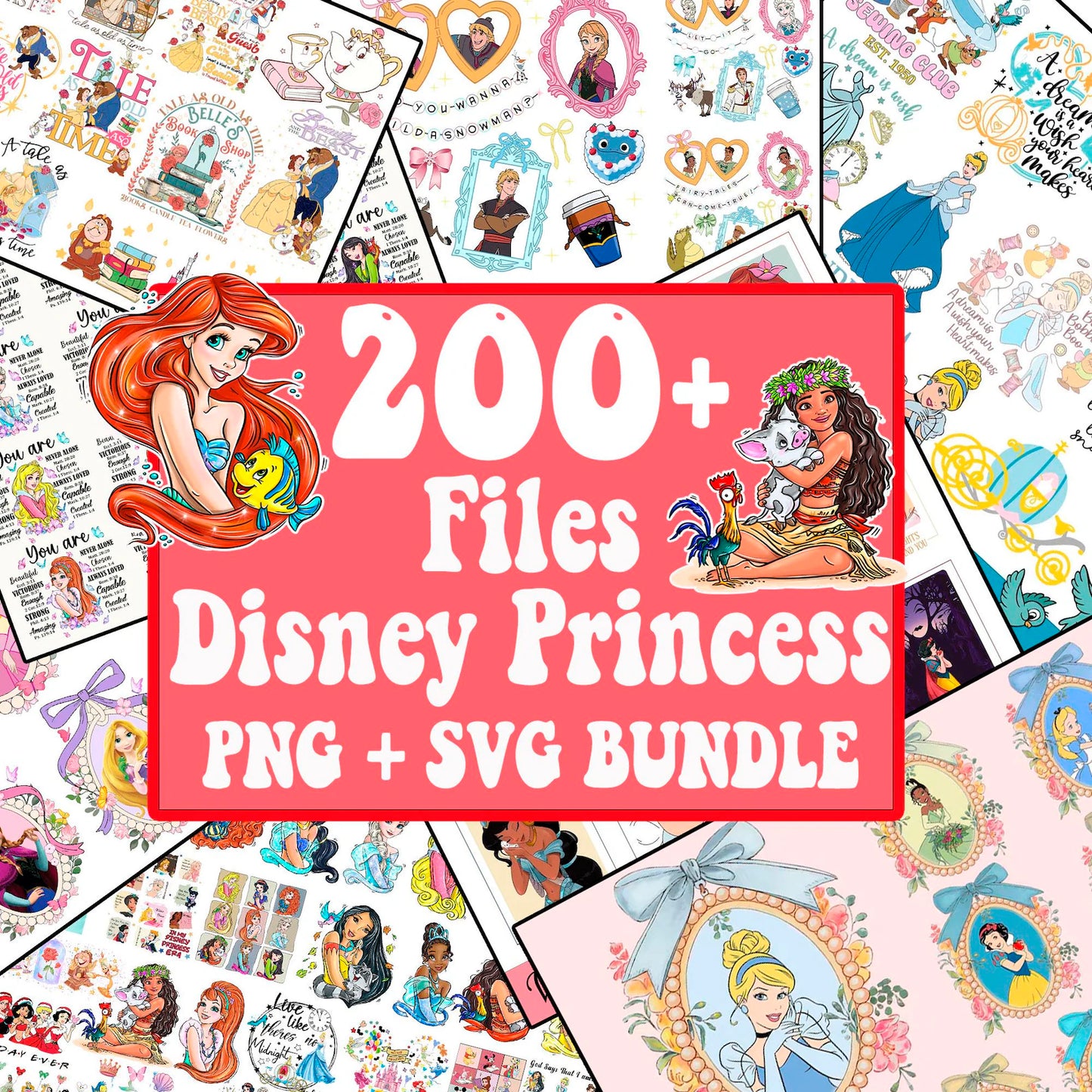 Disney Princess Png Bundle, 200 Files Princess Coquette Bow Png