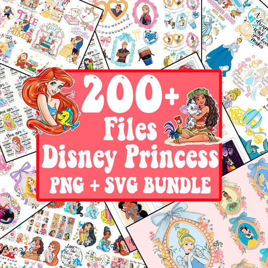 Disney Princess Png Bundle, 200 Files Princess Coquette Bow Png