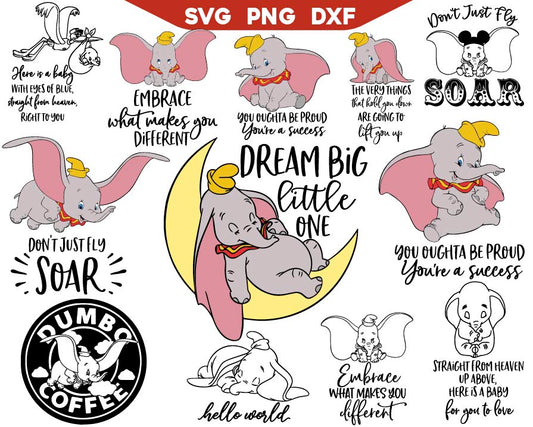 Dumbo Hello World Svg, Don't Just Fly Svg