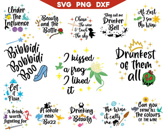 Enchanting Disney Princess Wine Glass Svg Pack