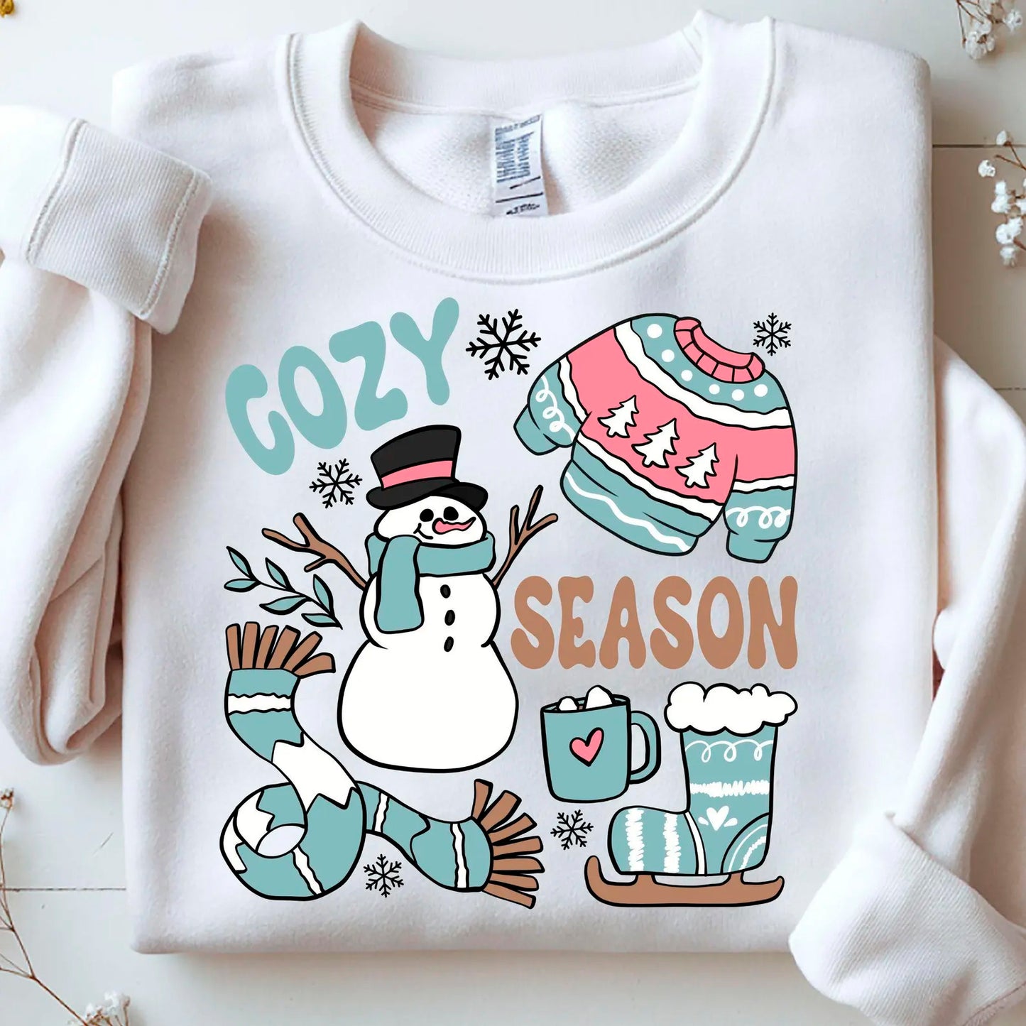 Faux Yarn Cozy Season Winter Png, Chunky Knit Cute Snowman Png