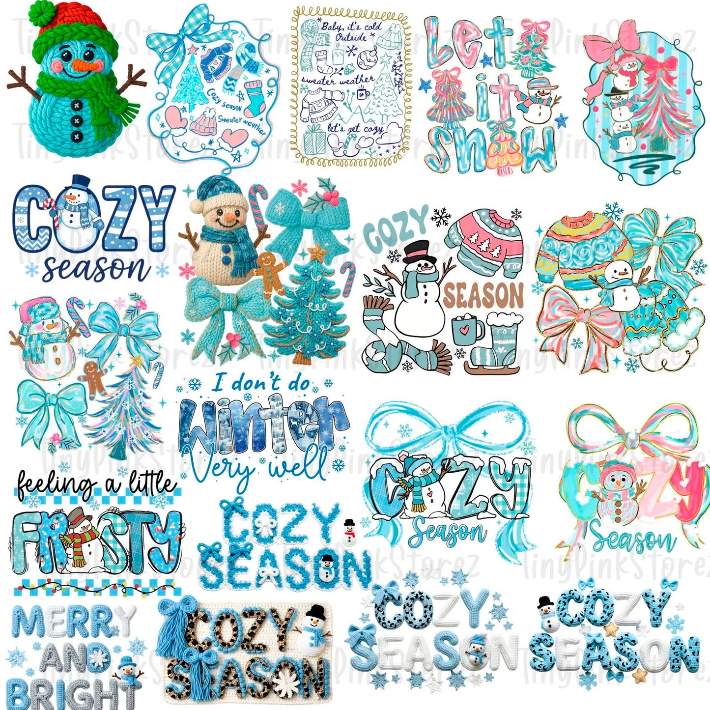 Faux Yarn Cozy Season Winter Png, Chunky Knit Cute Snowman Png