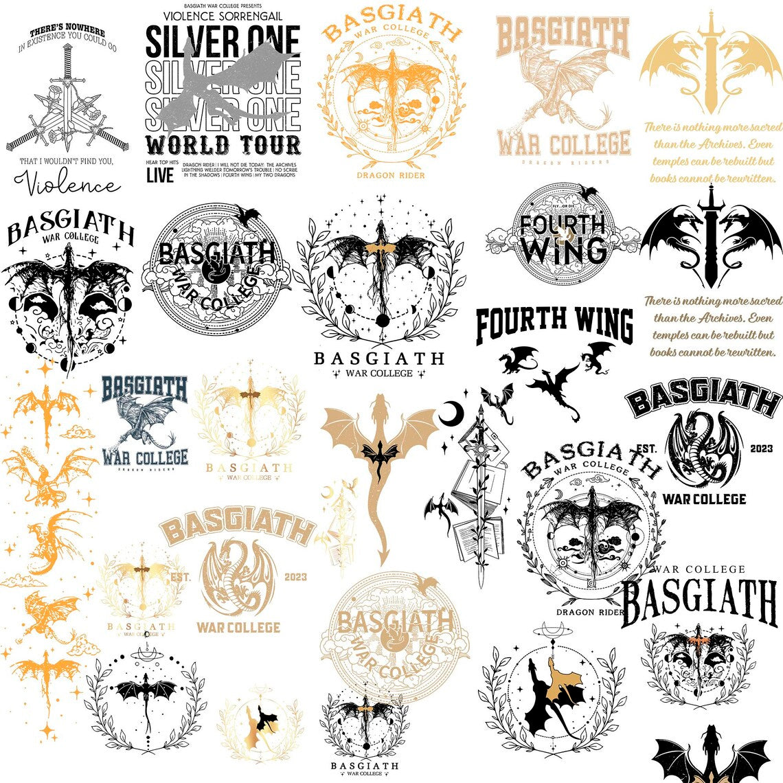 Bundle Fourth Wing Svg Png, City Of Starlight Svg, Dragon Rider Svg