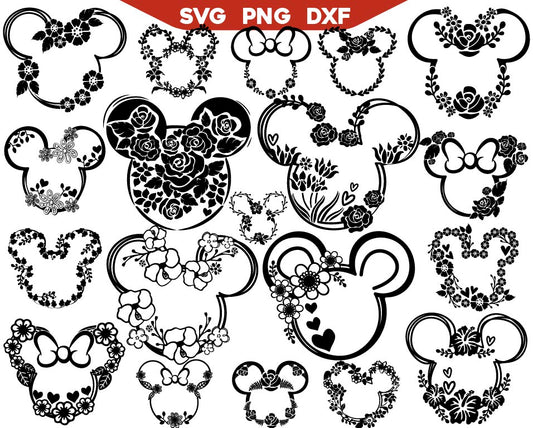 Girl Minnie Flowers Svg Png