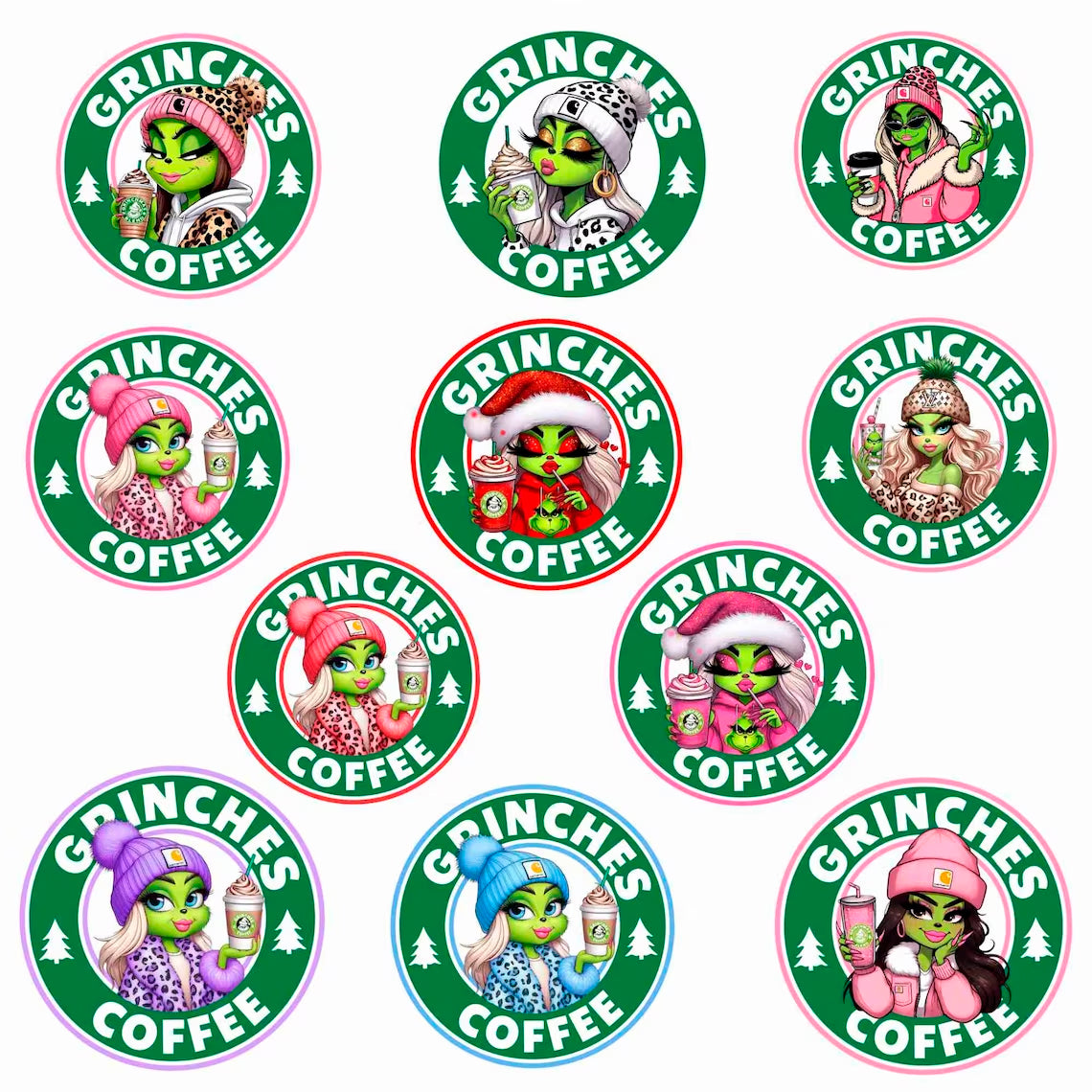Hot Girl Cartoon Boujee Leopard Coffee Png Bundle, Colorful Boujee Png