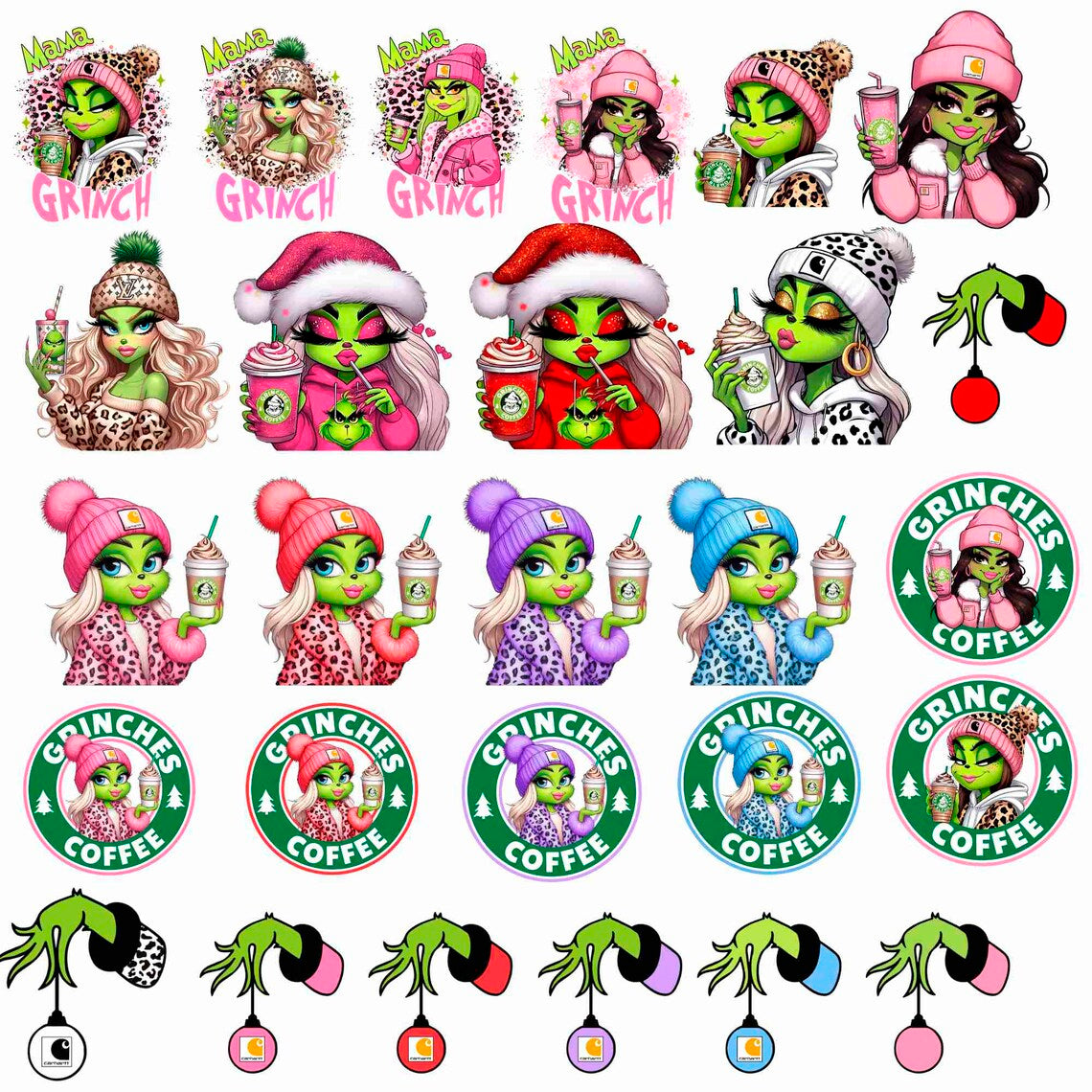 Hot Girl Cartoon Boujee Leopard Coffee Png Bundle, Colorful Boujee Png