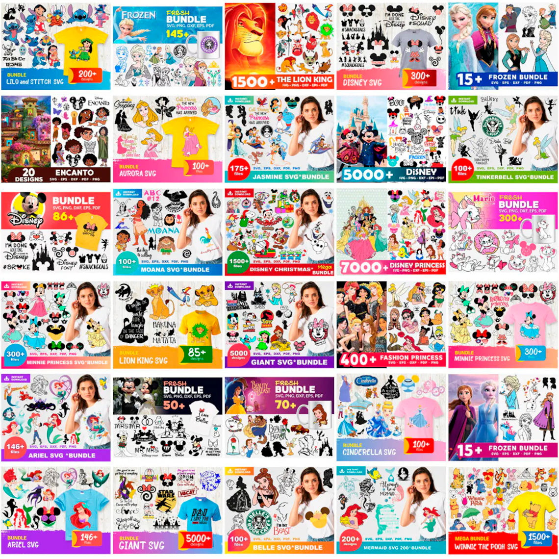 Huge Bundle Disney Characters Svg Png, Cartoon Movie Svg