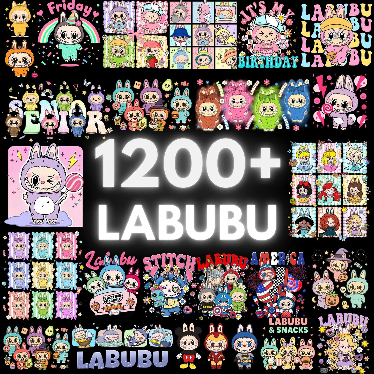 1200+ Labubu Design Png Bundle, Movie Style Labubu Files