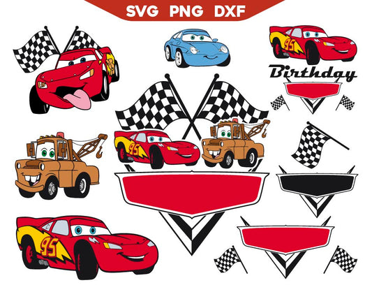 Lightning McQueen Birthday Template Svg Bundle