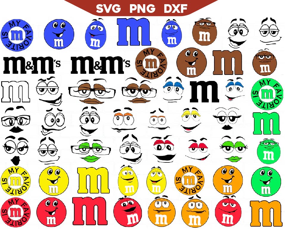 M and M Svg Png Bundle, M&M's Chocolate Svg, Candy Faces Svg