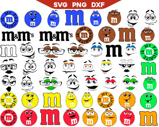 M and M Svg Png Bundle, M&M's Chocolate Svg, Candy Faces Svg