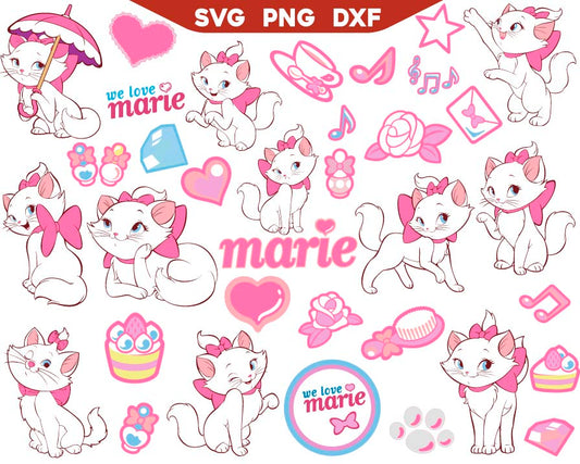 Marie Aristocats Cat Accessories Svg Bundle