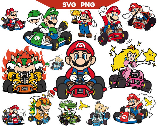 Mario Bros Kart Svg Bundle