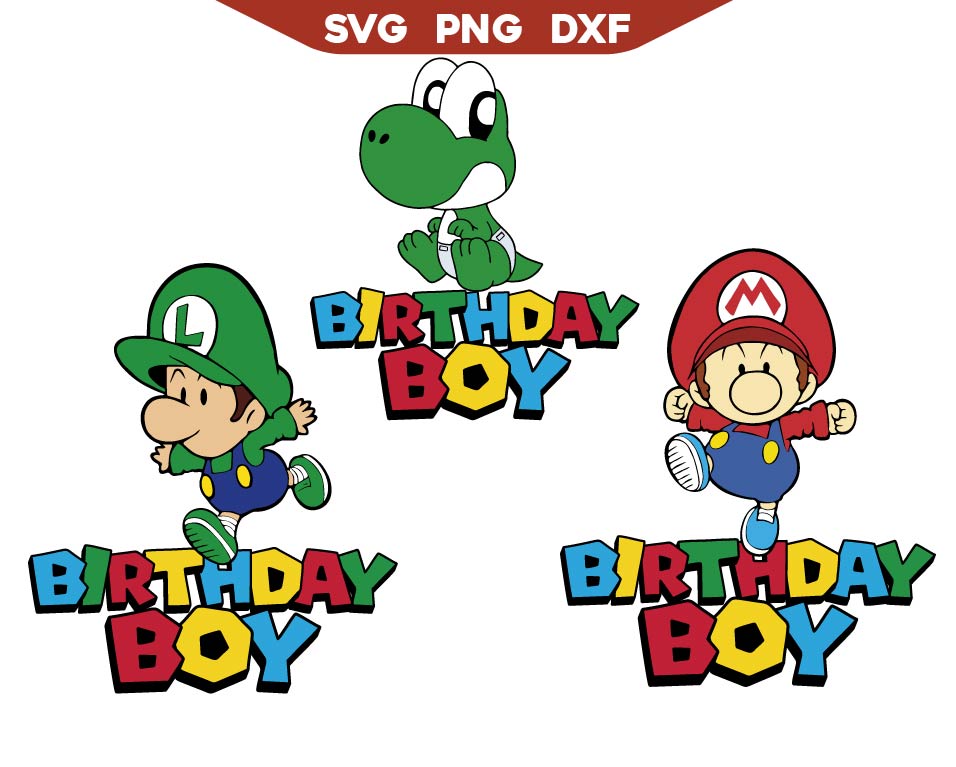 Mario Newborn Birthday Svg