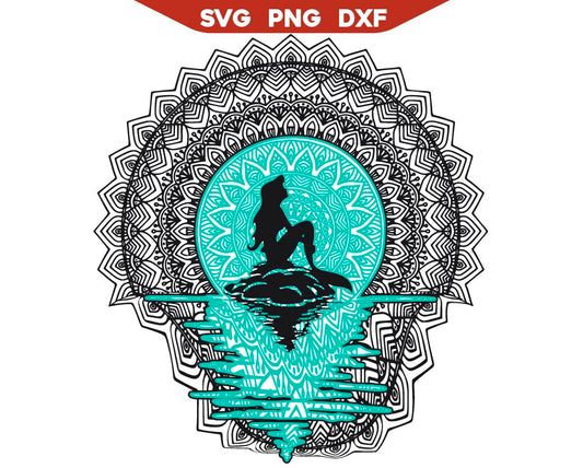 Mermaid Mandala Svg, Princess Mermaid Ariel Svg