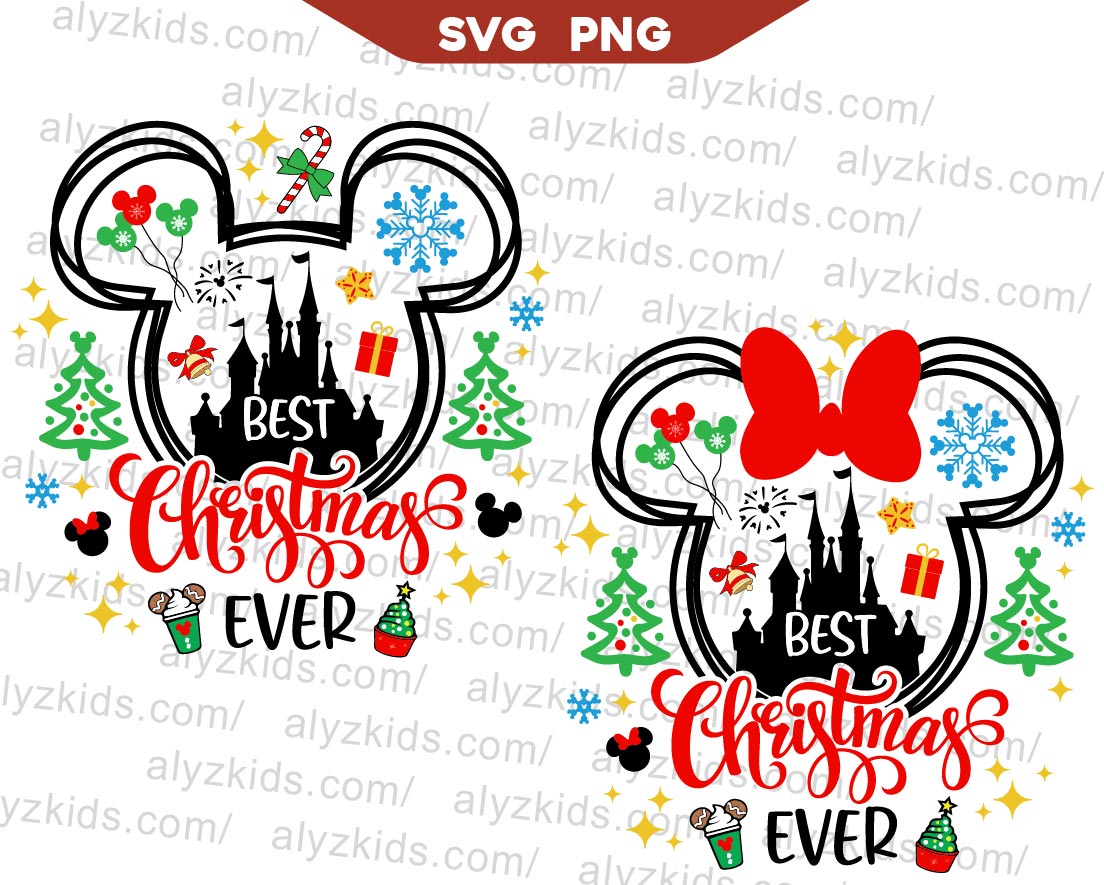Mickey Best Christmas Ever Svg Magic Castle Christmas Png