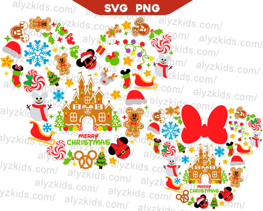 Mickey Christmas Gingerbread Svg, Magical Kingdom Svg Png