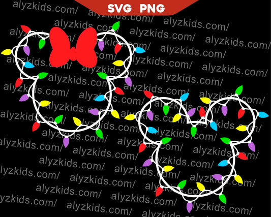 Mickey Christmas Lights Svg, Disney Mouse Lights Svg Png