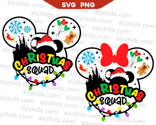 Mickey Christmas Squad Svg, Mickey Christmas Lights Svg Png