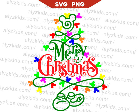 Mickey Christmas Tree Svg, Disney Holiday Season Svg Png