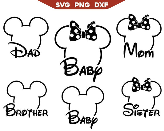 Mickey Dad Svg, Minnie Mom Svg, Mouse Family Svg