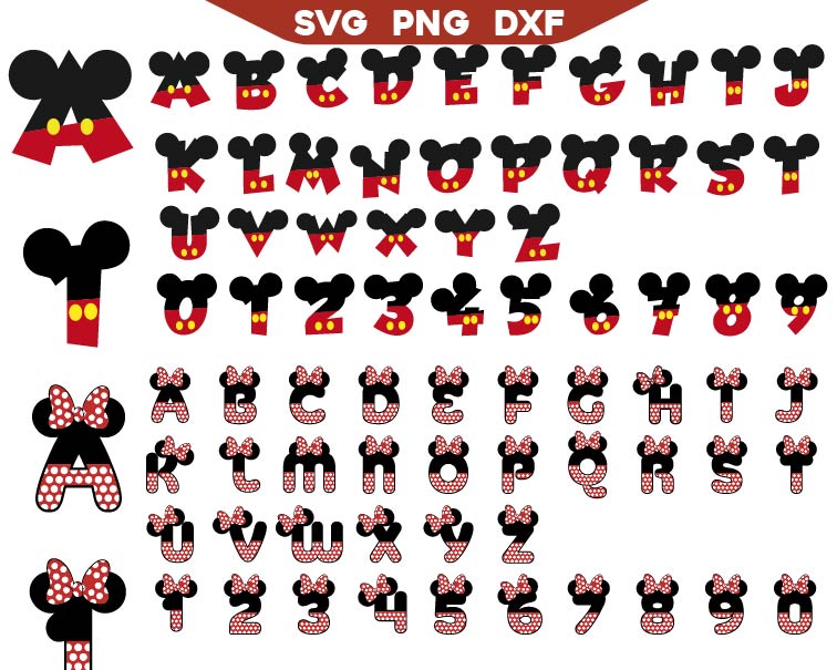 Minnie Lettering Mickey Font Svg Bundle, Minnie Font Svg Png – AlyzKids