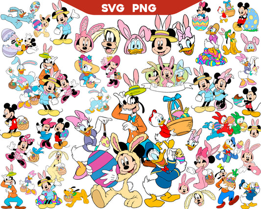 Mickey Friends Easter Png Svg Bundle, Disney Easter Holiday Svg