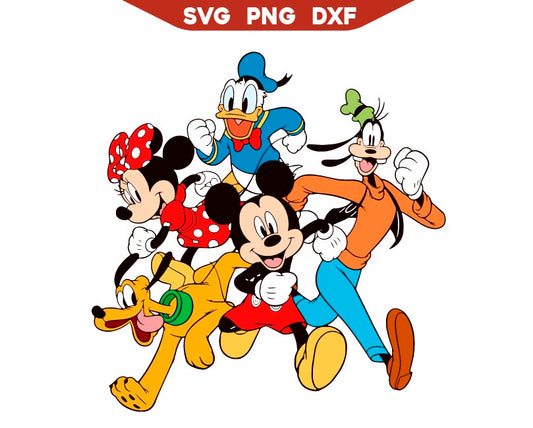 Mickey Friends Running Svg Png, Disney Mouse Trip Svg