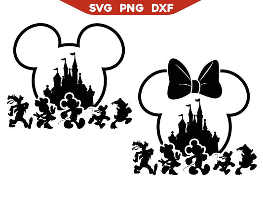Mickey Friends Walking Silhouette Svg, Magic Kingdom Svg