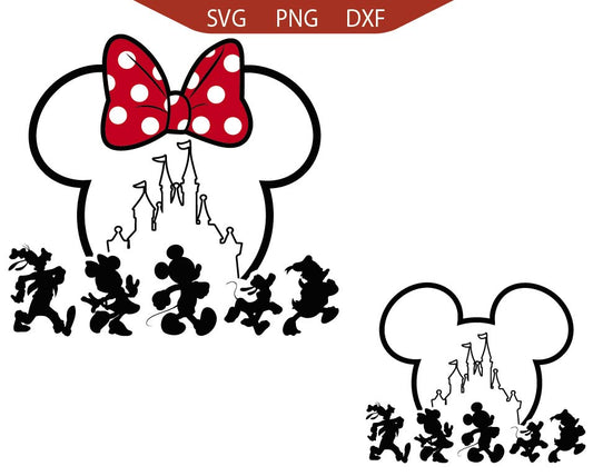 Mickey Head Friends Outline Svg Png