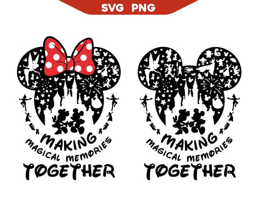 Mickey Magical Memories Together Silhouette Svg Png