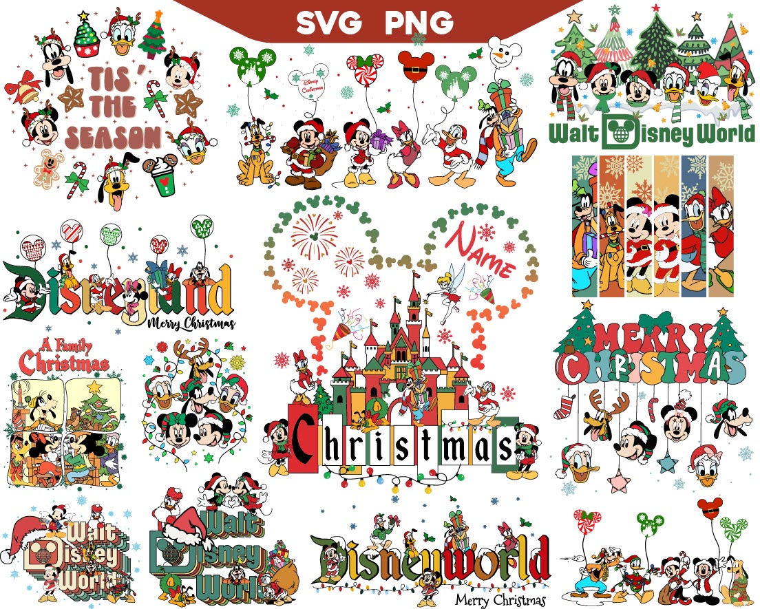 Mickey Merry Christmas Friends Svg Bundle