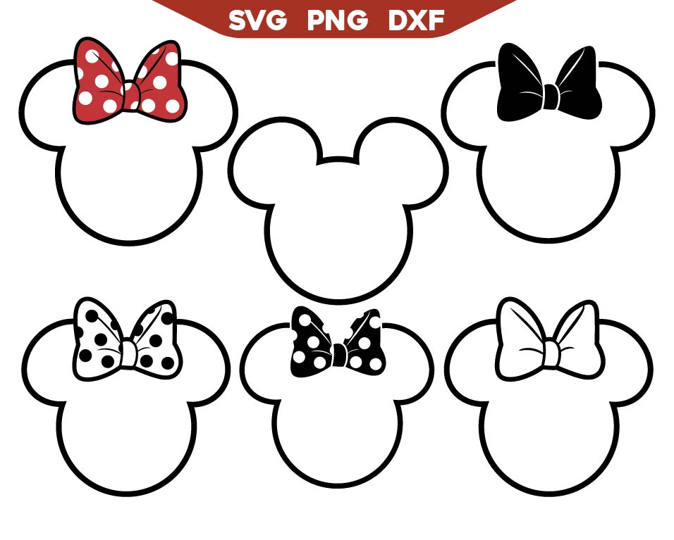 Mickey Mouse Heads Outline Svg Pack