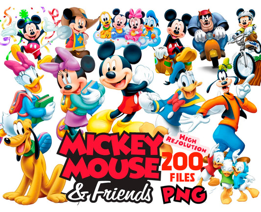 Mickey Mouse & Friends PNG Bundle, Mickey Mouse PNG Cartoon Cliparts for Sublimation (1)