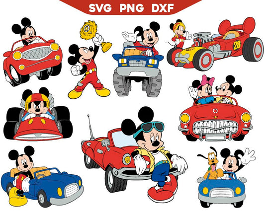 Mickey Racing Driver Svg Bundle