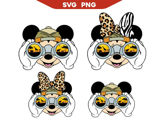 Mickey Safari Looking Binoculars Svg Png