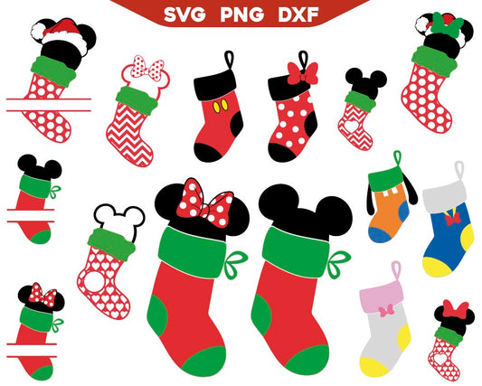 Mickey Stocking Christmas Svg Bundle