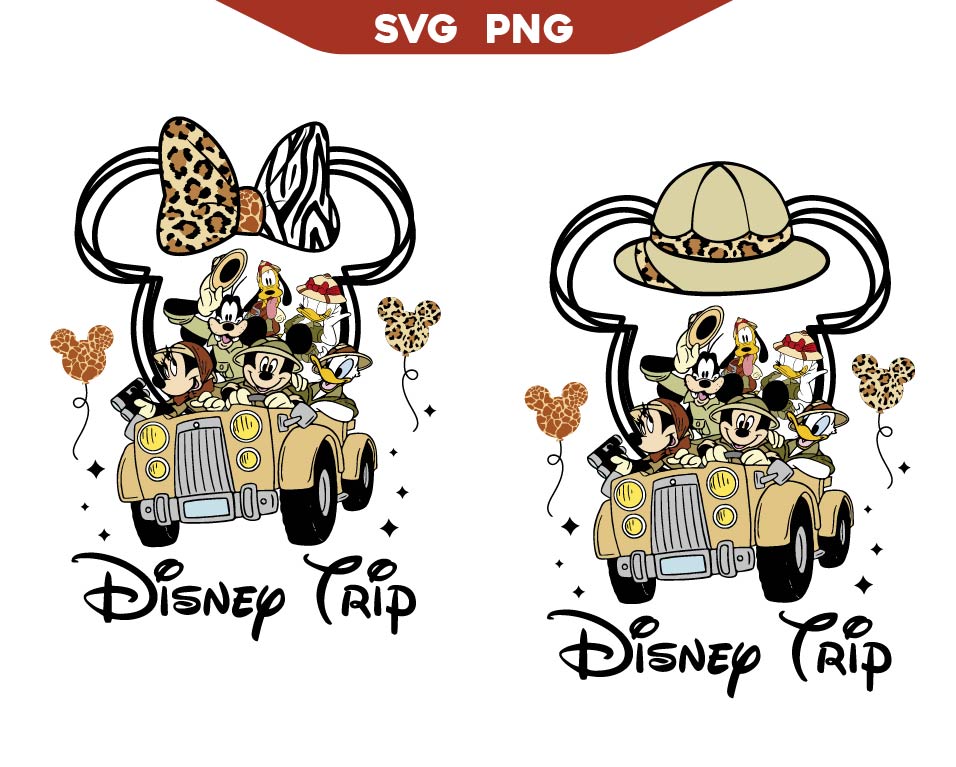 Mickey's Friends Safari Jeep Svg, Disney Trip Svg Png