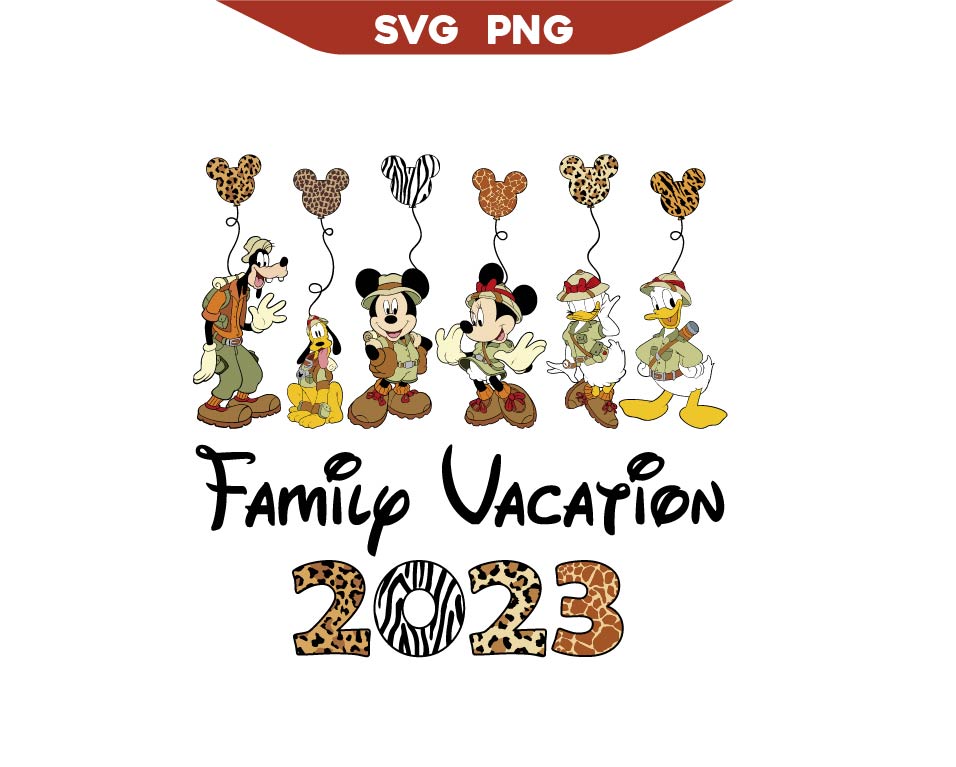 Mickey's Friends Safari Svg, Mouse Family Vacation Svg Png