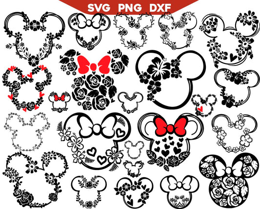 Minnie Floral Silhouette Svg Png Bundle